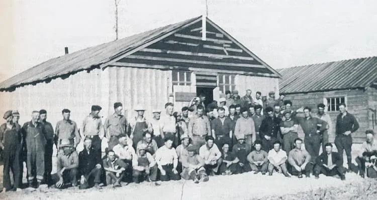 Mill crew at Stoney Lake around 1936.
