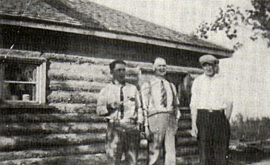 In front of Sklapsky's house, Harry Pelchat with Albert and Mr. Thibeault.