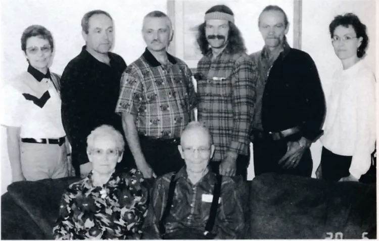 Back Row: Helene, Norman, Edmond, Denis, Marcel, Florance. Front Row: Marie, Hubert (1999).