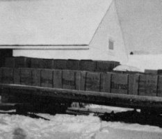Freight arrives at Stanley, winter 1954.