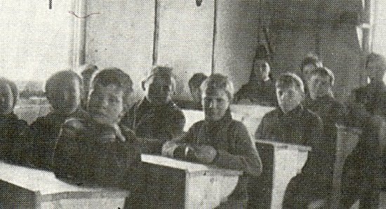 Boys side of school room - 1912.