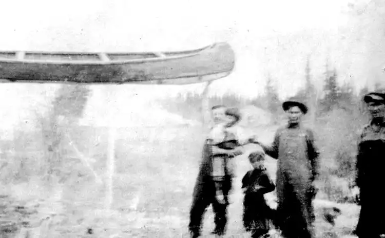 Indians in canoes.