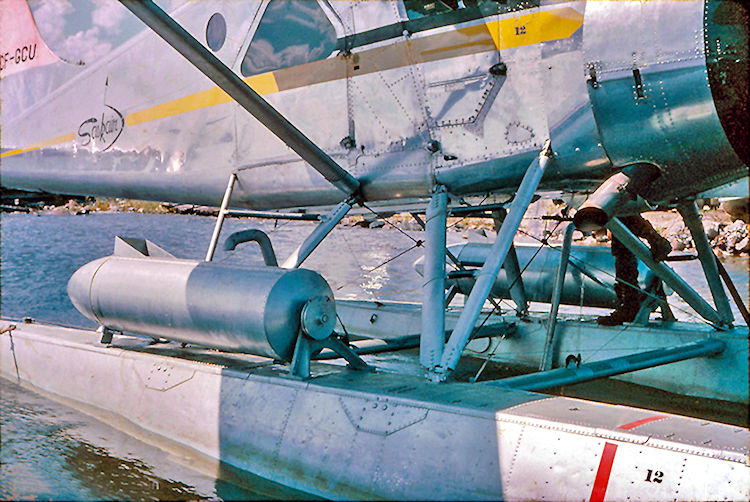 Early water bombing equipment on SaskAir aircraft.