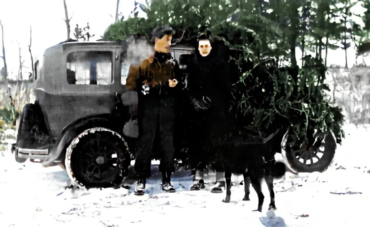 Lefty and Peggy on Christmas tree Safari.