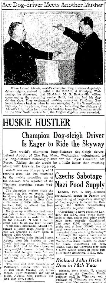 Winnipeg Free Press article - February 5, 19411.