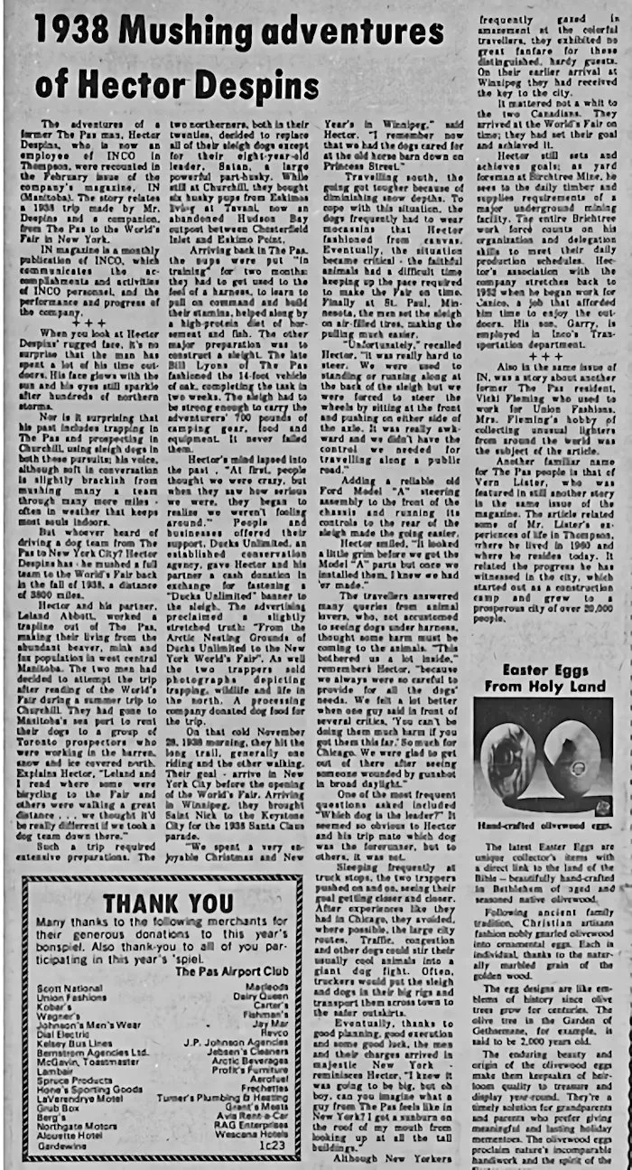 An article appearing in The Pas Herald - March 13, 1975.