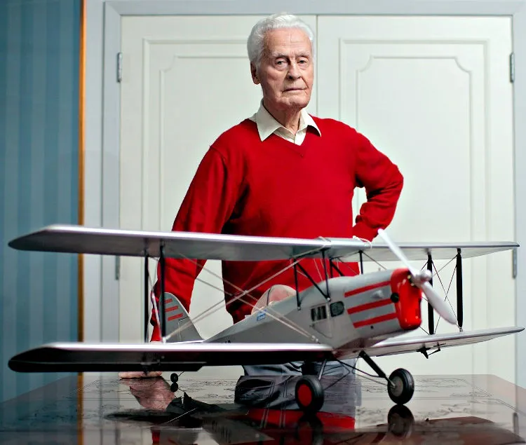 Max Ward with model of aircraft.