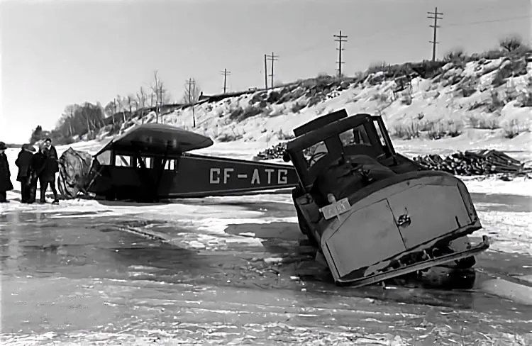 Aircraft fallen through ice.